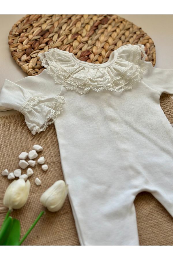 Mama Miel Baby-Mona Jumpsuit and Hat Hospital Outlet and Mevlit Special Lace Detailed Set 1