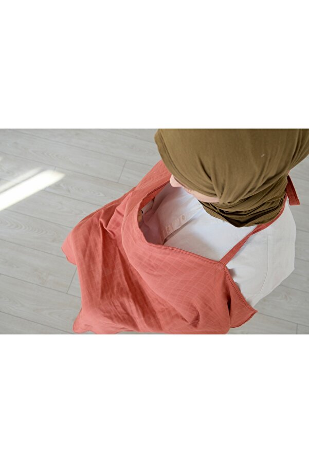 runbaby ( 75x75 cm ) Ayarlanabilir Askılı Doğal Tek Kat Müslin Emzirme Örtüsü - Kiremit