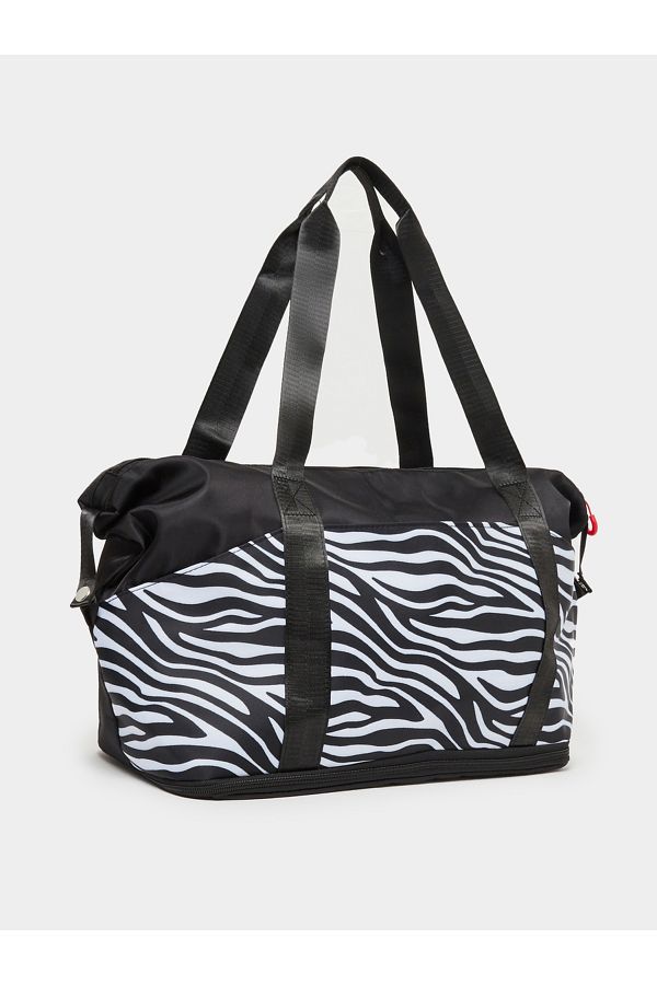 Styli-Zebra Print Gym Bag with Double Handle 1