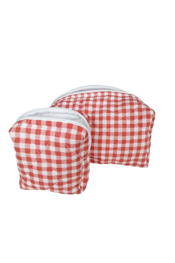 Orjin-Large Size Checkered 2-Piece Set Makeup Bag and Wallet Set 1