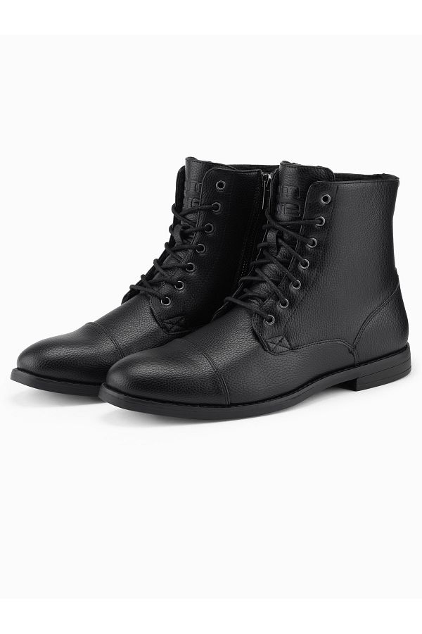 OMBRE-Pánske topánky z eko kože so zatepleným vysokým zvrškom - čierna V1 OM-FOBO-0172 (BLACK) 45 1