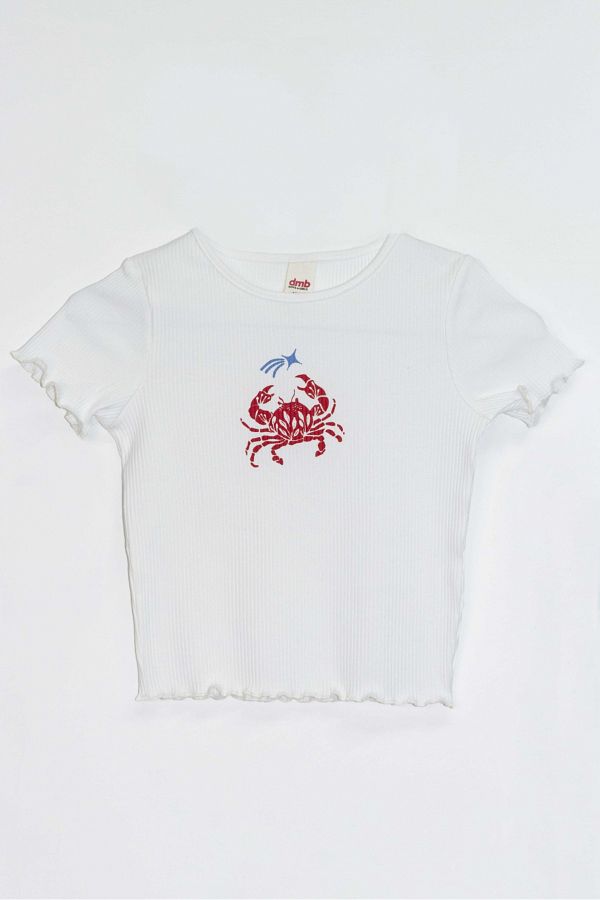 DMB BOYS & GIRLS-Crab Printed Ribbed Hem Wavy Girl's Bodysuit 1