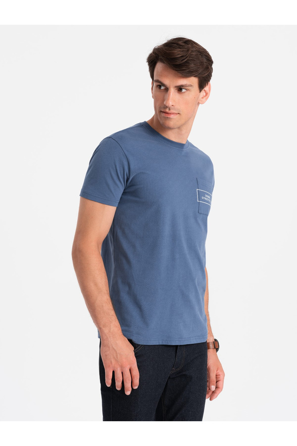 OMBRE-Ανδρικό μπλουζάκι από βαμβακερή τσέπη Ombre Streetstyle - indigo V9 OM-TSCT-0108 L 1