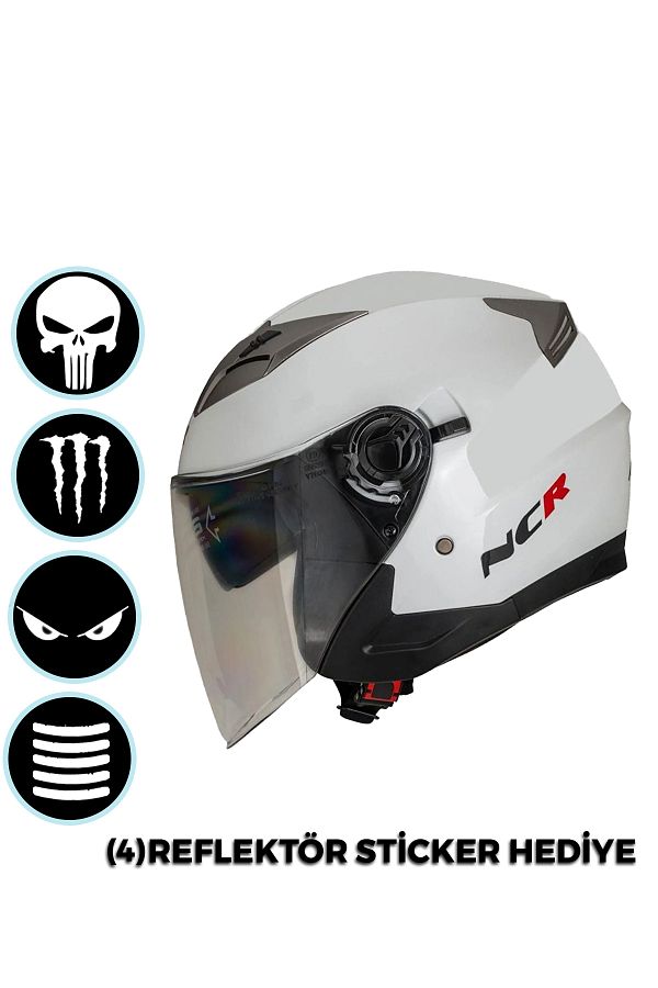 NCR-Jet Chinless Helmet White (ECE CERTIFIED) 1
