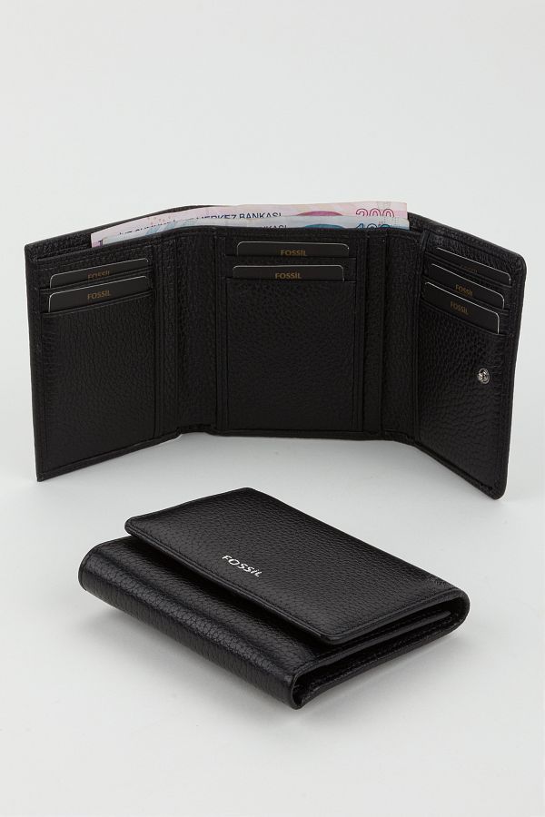 Fossil-Boxed Genuine Leather Black Women's Hand Portfolio Card Holder Wallet 1