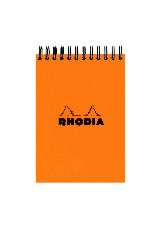 Rhodia-Basic Top Spiral Notepad A5 Checkered Orange Rt16500 1