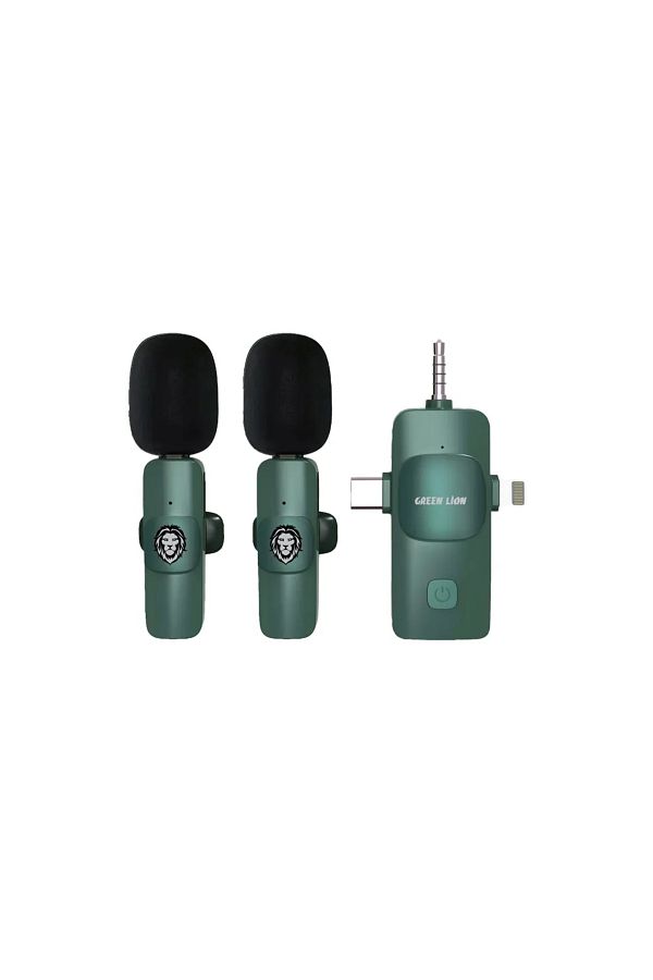 Green Lion-3 In 1 Microphone Type-C / Lightning / Aux - Green 1