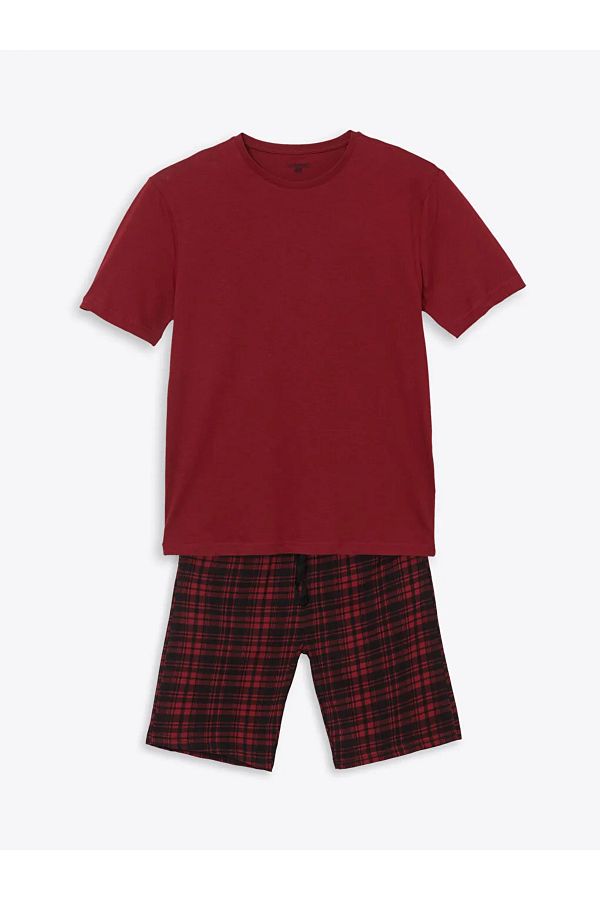 LC Waikiki-Red Standard Fit Men's Shorts Pajama Set 1