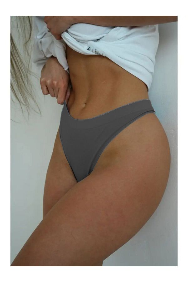 MİSTİRİK-Navelli Model Seamless String Bristle Stitched Soft Non-Marking String Model Panties Dark Gray Color 1