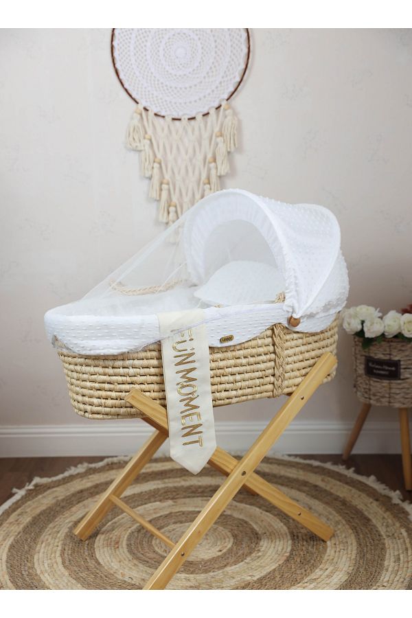 Fun Moment- Moses Basket Cradle with Foldable Wooden Stand 1