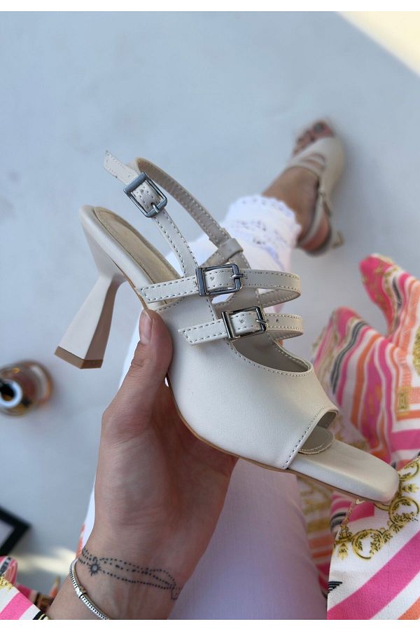 Moka Shopin-Mokashopin Puck Beige Skin Heeled Shoes 1