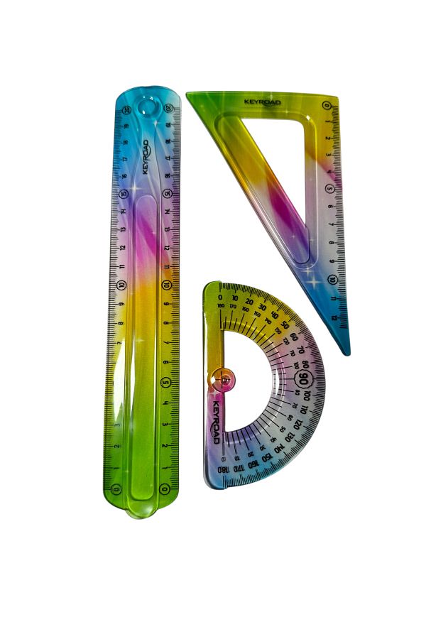 Polin-Keyroad Colorful Flexible Drawing Set (20cm Ruler, Protractor, Miter) 1