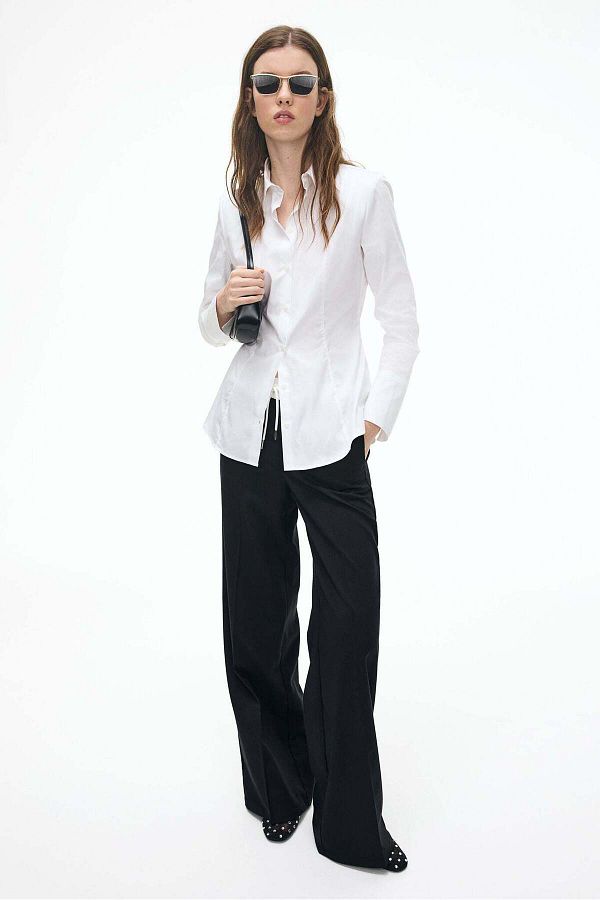 H&M-Shoulder-pad tapered-waist shirt 1