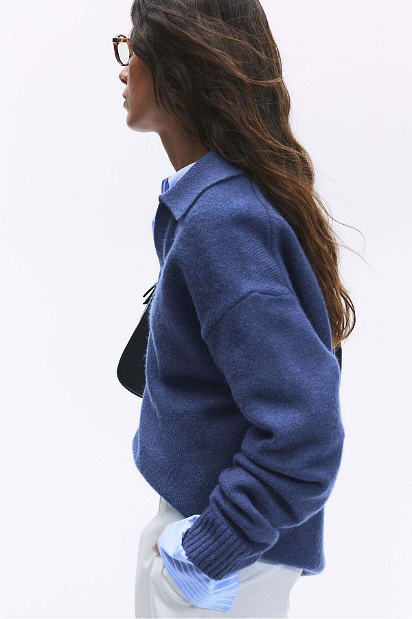 H&M-سترة محبوكة ذات ياقة رفيعة 1