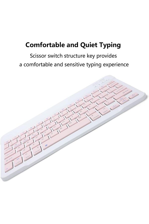 AWH-Rechargeable Bluetooth Keyboard Mouse Combo Ultra-Slim Wireless Set IOS, Android  Windows (Pink) 1