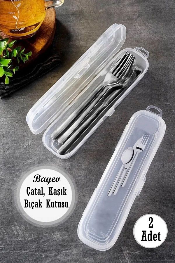 Bayev-2 Pieces Multix Fork Spoon Knife Storage Box - Drawer Organizer Travel Box 1