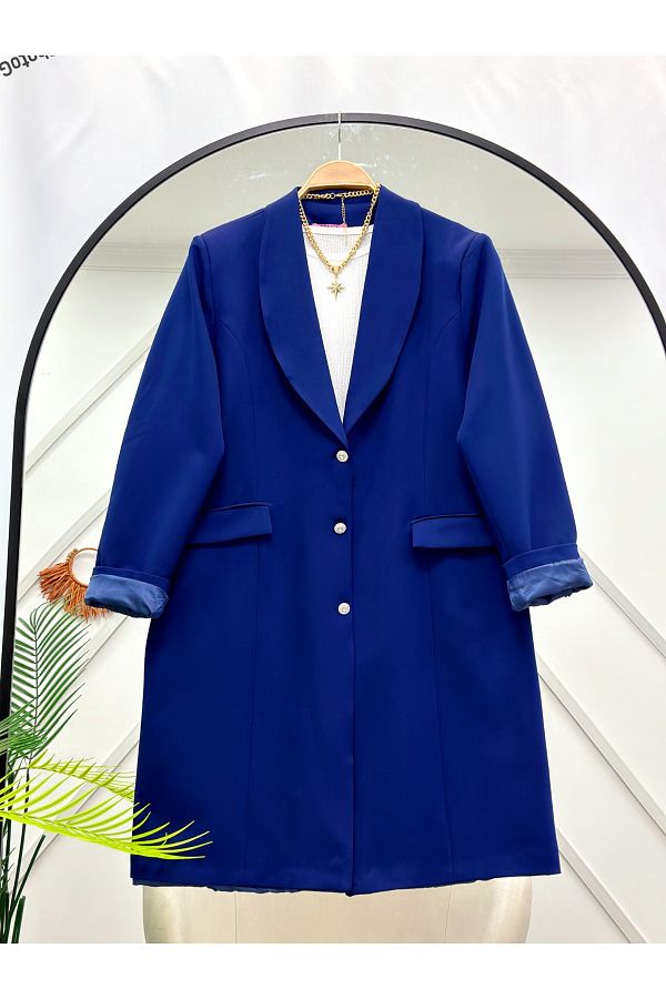 YEDİLALE-Plus Size Blazer Jacket with Stone Button [Choose Size as Description] 1
