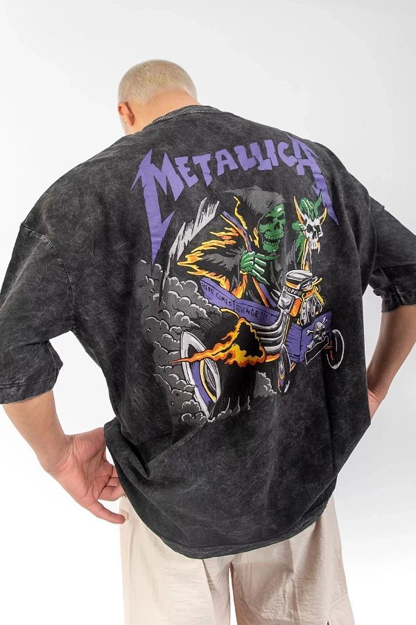 Violon-Unisex Metallica Purple Oversize T-shirt - Back Printed, Washable 1