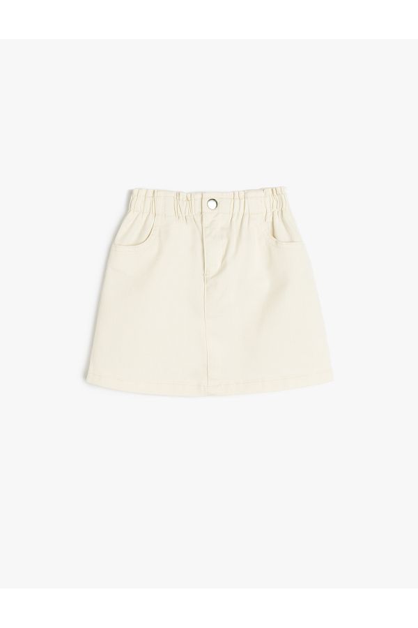 Koton-Cotton High Waist Elastic Waist Pocket Detailed Skirt 1
