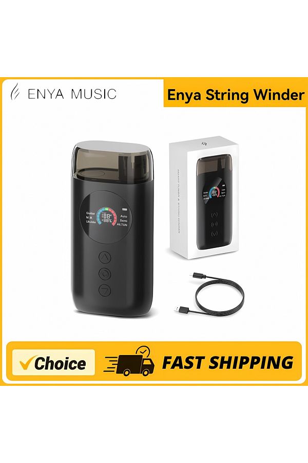 Choice-Black Enya Smart Automatic Guitar Tuner, Full-color Lcd Screen - Metronome & String Winder - For Ele 1