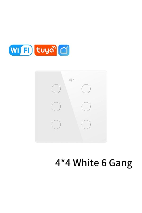 GGBEE-White 6 Gang Wifi Smart Switch Brazil Standard 4x4 Size Tuya Smart Life Touch Sensor 4/6 Gang Light 1