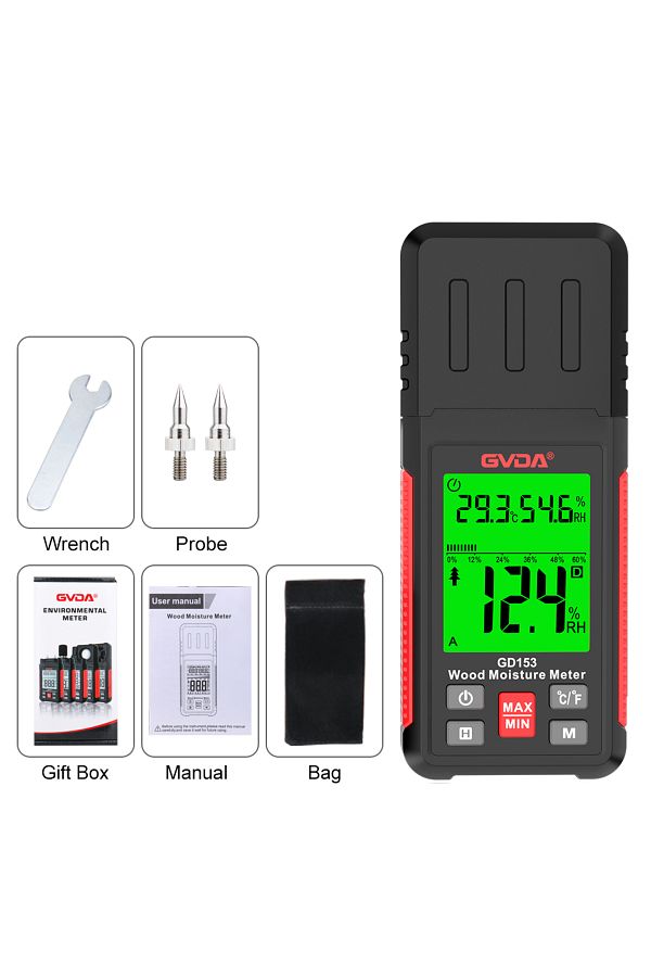 GVDA-Digital Wood Moisture Meter Wood Humidity Tester Hygrometer Timber Damp Detector LCD Display... 1