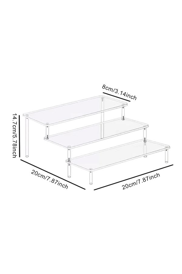 Choice-حامل عرض شفاف من الأكريليك بارتفاع 20 × 8 سم، مكون من 3 طبقات، حامل عرض شفاف من 1 إلى 4 طبقات، لرف عرض الكب كيك والعطور للدمى 1