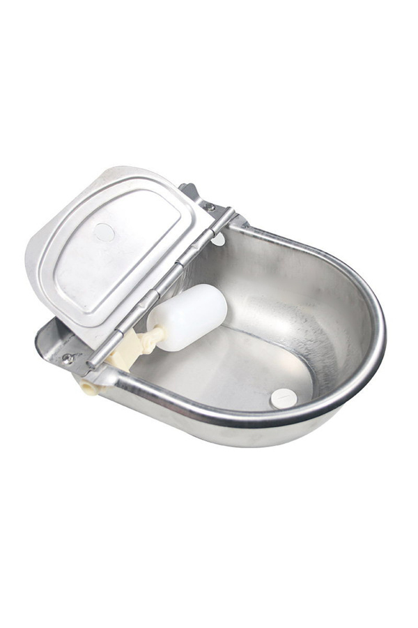 Choice-Silver Stainless Steel Automatic Waterer Pet Livestock Tool Animals Water Bowl with Floating Ball fo 1