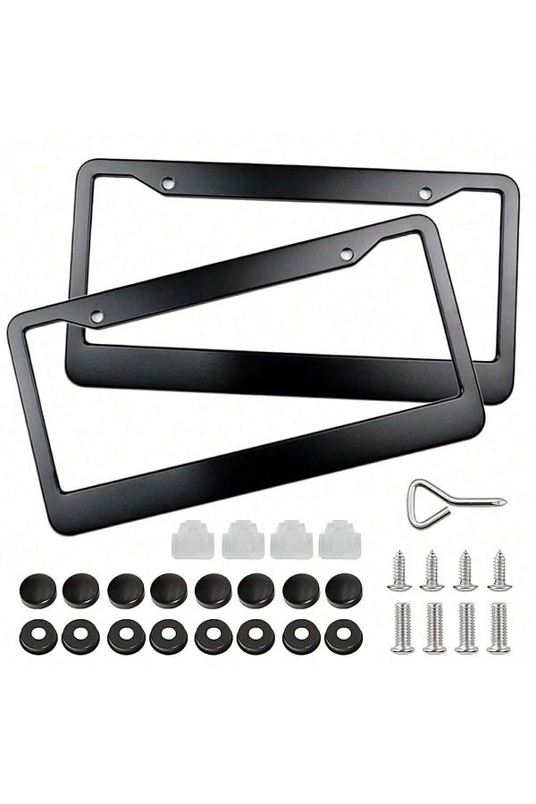 Choice-Black 2-piece 16.2x32cm License Plate Holder Black License Plate Holder Set Waterproof Shockproof Wi 1