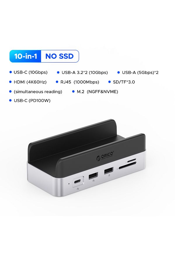 Orico-No Ssd Storage Expansion Dock For Mac Mini M4&m4 Pro Stand Usb3.2 Gen2 Type C Dock With 512g 1 1