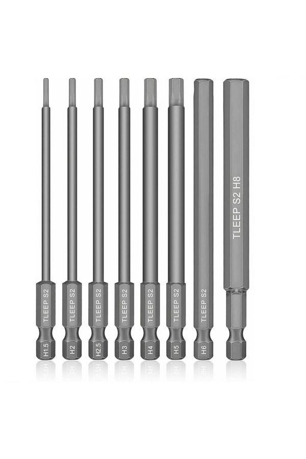 DAZZLEEX-8Pcs 1/4" Hex Shank Head Allen Wrench Screwdriver Socket Bit Metric Magnetic Screwdriver Bits Set 1