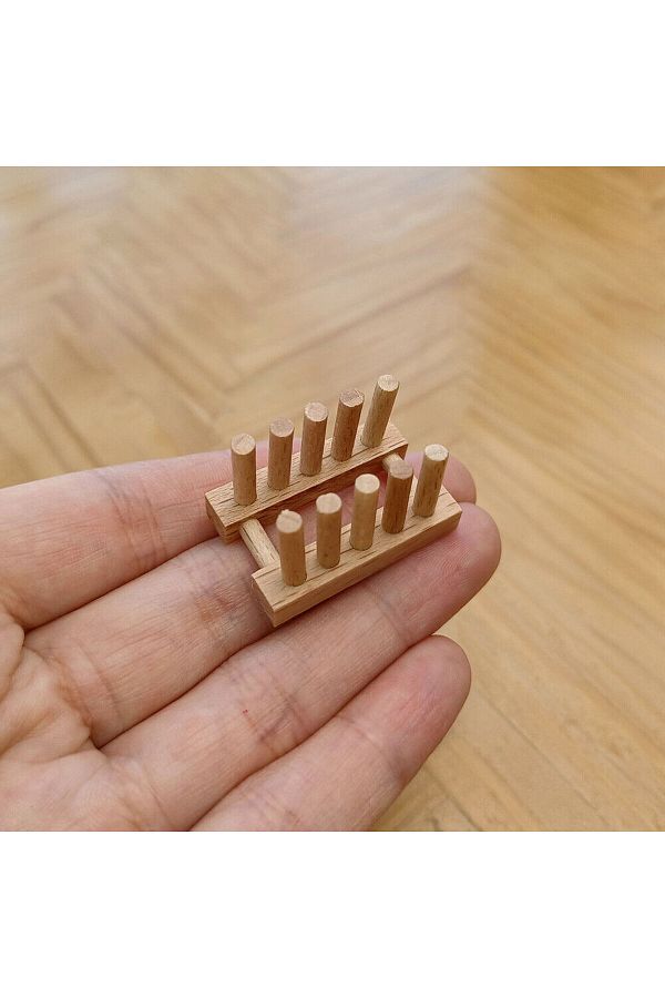 Choice-Xq93608-02 1/12 Dollhouse Miniature Wooden Dish Drying Rack Doll Kitchen Dining Room Supply 1