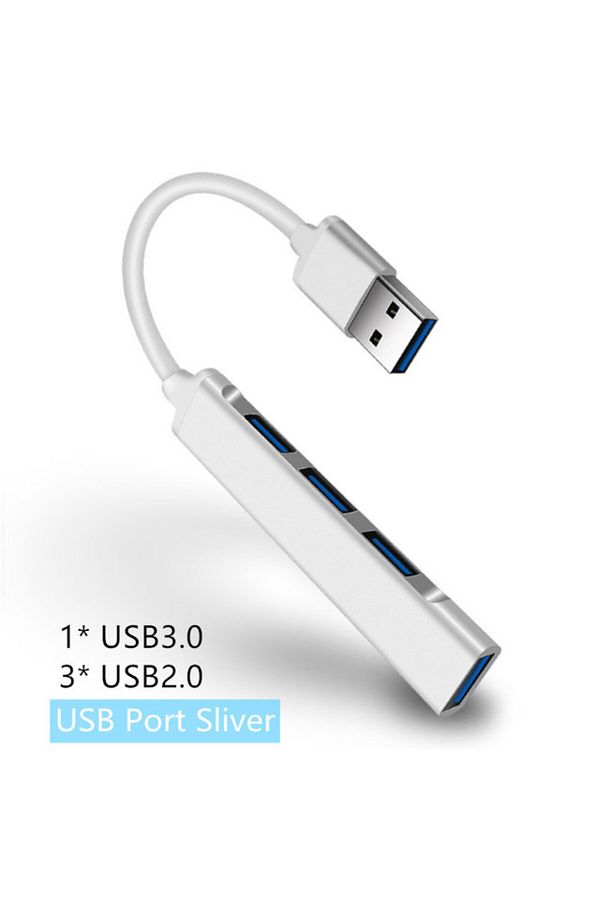 Choice-USB White Aluminum Alloy Splitter Multi-function One Drag Four Hubs Hub Expander High-speed Computer 1