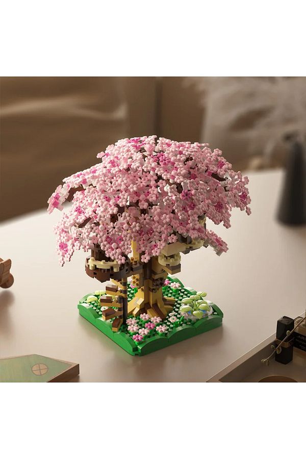 Choice-Small Pink Cherry Blossom Tree House Building Microparticle Building Blocks Compatible With Lego Gir 1