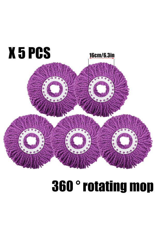 Choice-5 Pcs Universal 360 ° Rotating Mop Head Microfibers Round 16mm Mopping Head Microfiber Spin Mop Rags 1