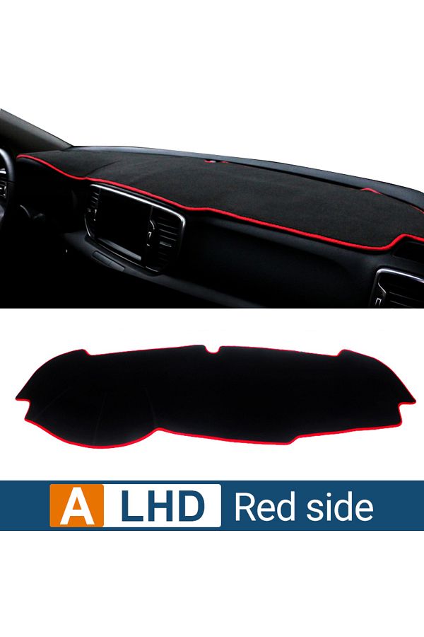 Choice-A Red Side LHD Car Dashboard Avoid Light Pad Instrument Platform Desk Cover Case Mat Carpets For Kia 1