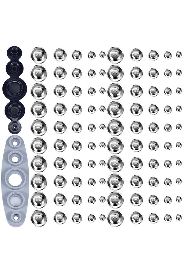 Choice-Tool Button Set 100pcs Cover Button Kit 5different Size Cover Buttons With 5in1 Button Tool Aluminum 1