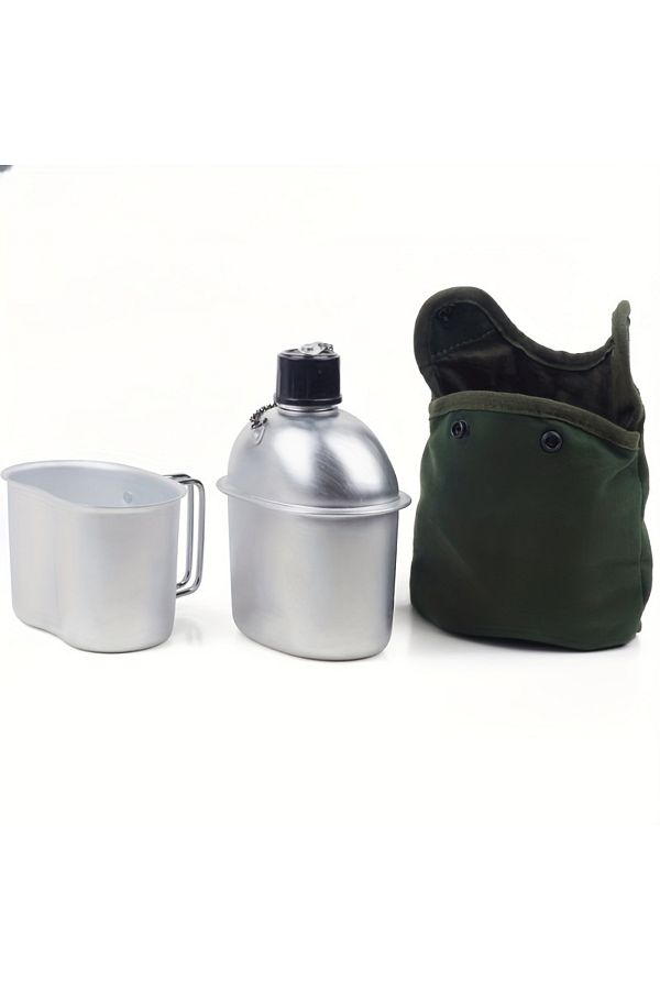 Choice-3pcs 3pcs/set Military Canteen Cookware Multi-functional Water Bottle With Grab Handled Cup Canvas C 1