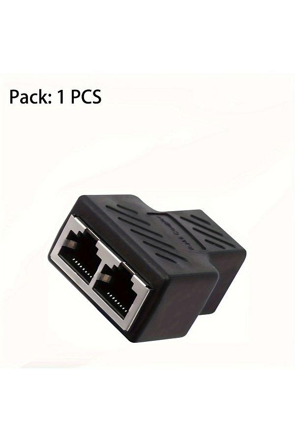Choice-Black 1pc Splitter Adapter, Usb 1 To 2 Network Connector, Dual Lan Ethernet Socket Extension Plug Ca 1