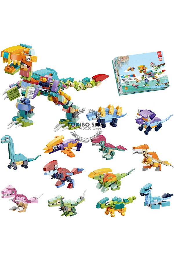 SHENGDI-With Box 12 In 1 Dinosaur Building Blocks Sets Developmental Toy Building Block Brick Toys Dinosaur 1