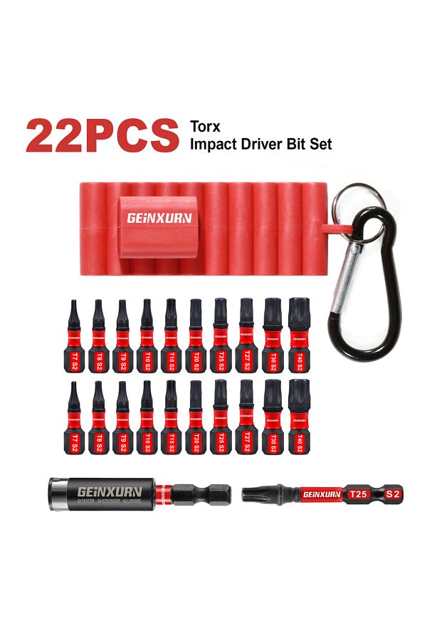 Choice-22pcs Geinxurn 22 Pcs 1''/2'' Impact Torx Screwdriver Bits Set, S2 Steel Multi Star Driver Bit And B 1