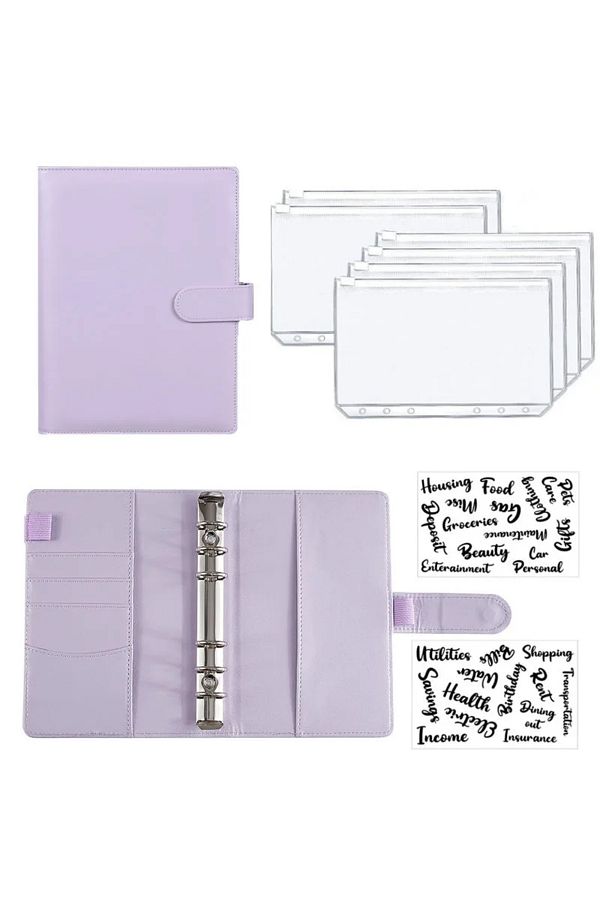 Choice-A6 Purple Set 3 A6 Binder Notebook Budget Planner Notebook Covers Folder 6 Hole Binder Pockets Binde 1
