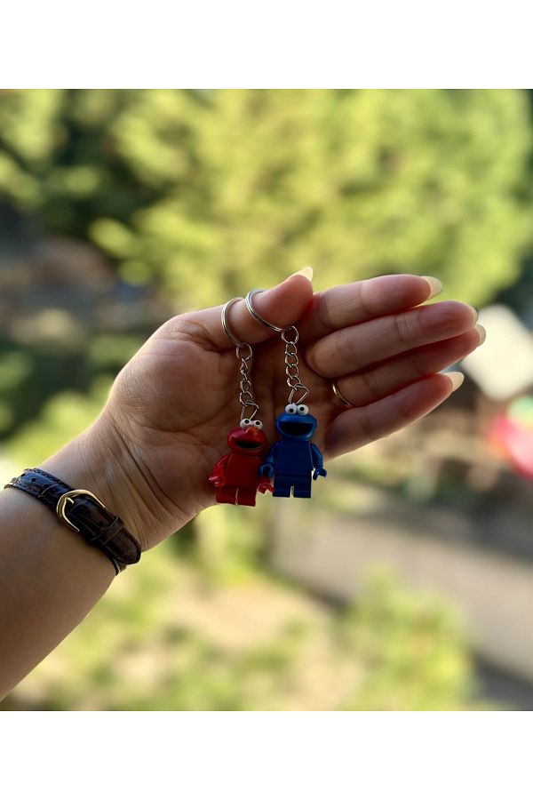 marimari-Set of 2 Mini Figure Keychain Building Blocks - Visual Like Cookie Monster 1