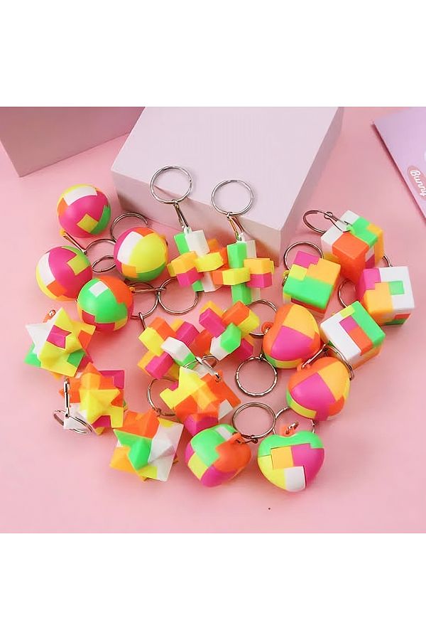 Çerçicim Intelligence Cube Keychain Minecraft Puzzle Keychain 3 Pieces