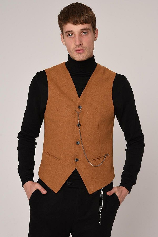 Antioch-Мъжки потник Slim Fit в горчица 1