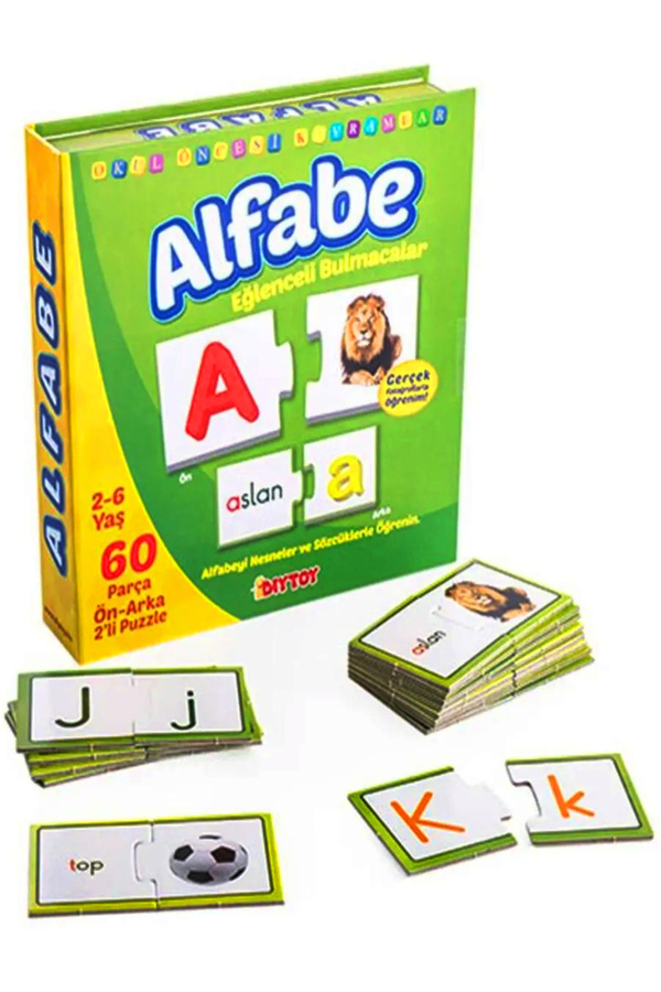 a v d a Diytoy Alfabe - Harfler Eğlenceli Bulmacalar 2-6 Yaş Tamamlama Eşleştirme Zeka Kartları