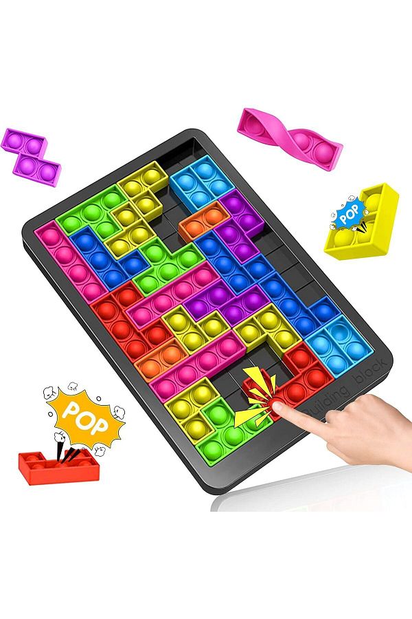 allwear-Popit Tetris Silicone Toy, Popit Puzzle Sensory Toy, 3D Building Blocks, Bpa Free 1