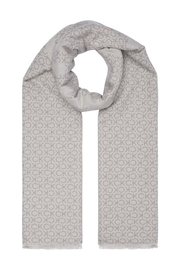 Calvin Klein-FRINGES TWO-TONE MONO MW SCARF 1
