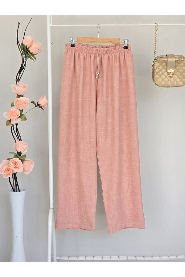 ENDAMIM-Plus Size ComfortaBle Linen Trousers - No Pockets and Elastic Waist Size 40-50 1