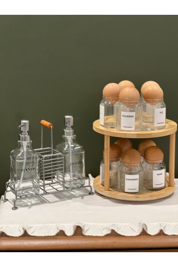 Sade Hediye-10-Piece Spice Rack/Gray Soap Dish with Swivel Stand Ball Cover 1